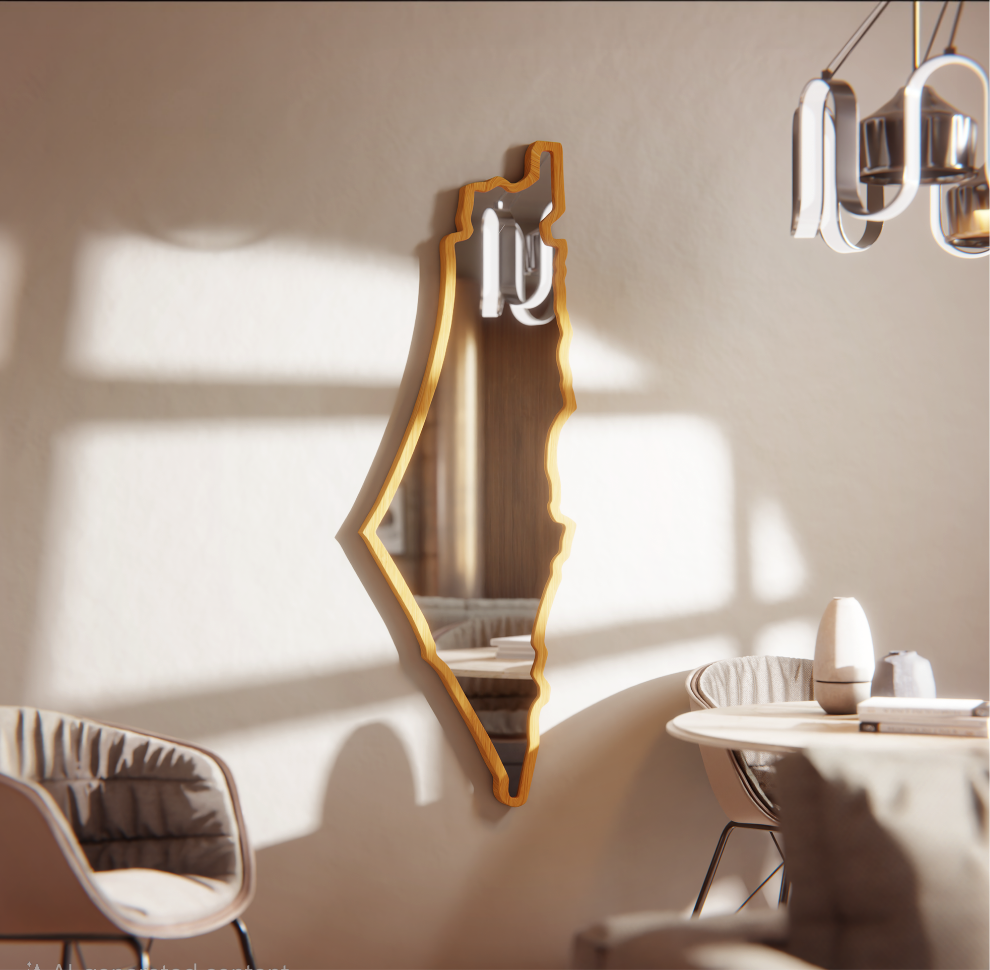 Bamboo Map LED Wall Mirror