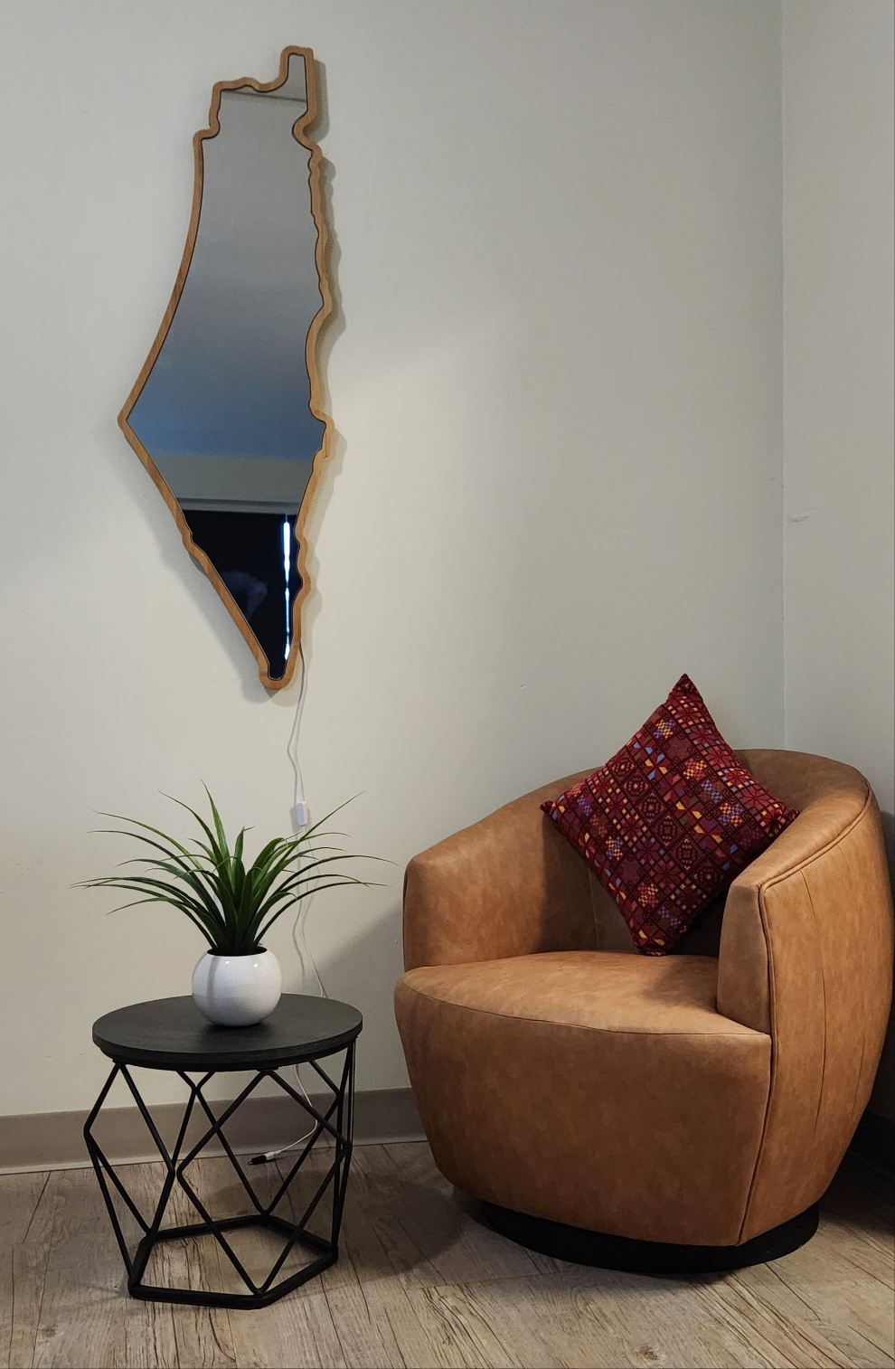 Bamboo Map LED Wall Mirror