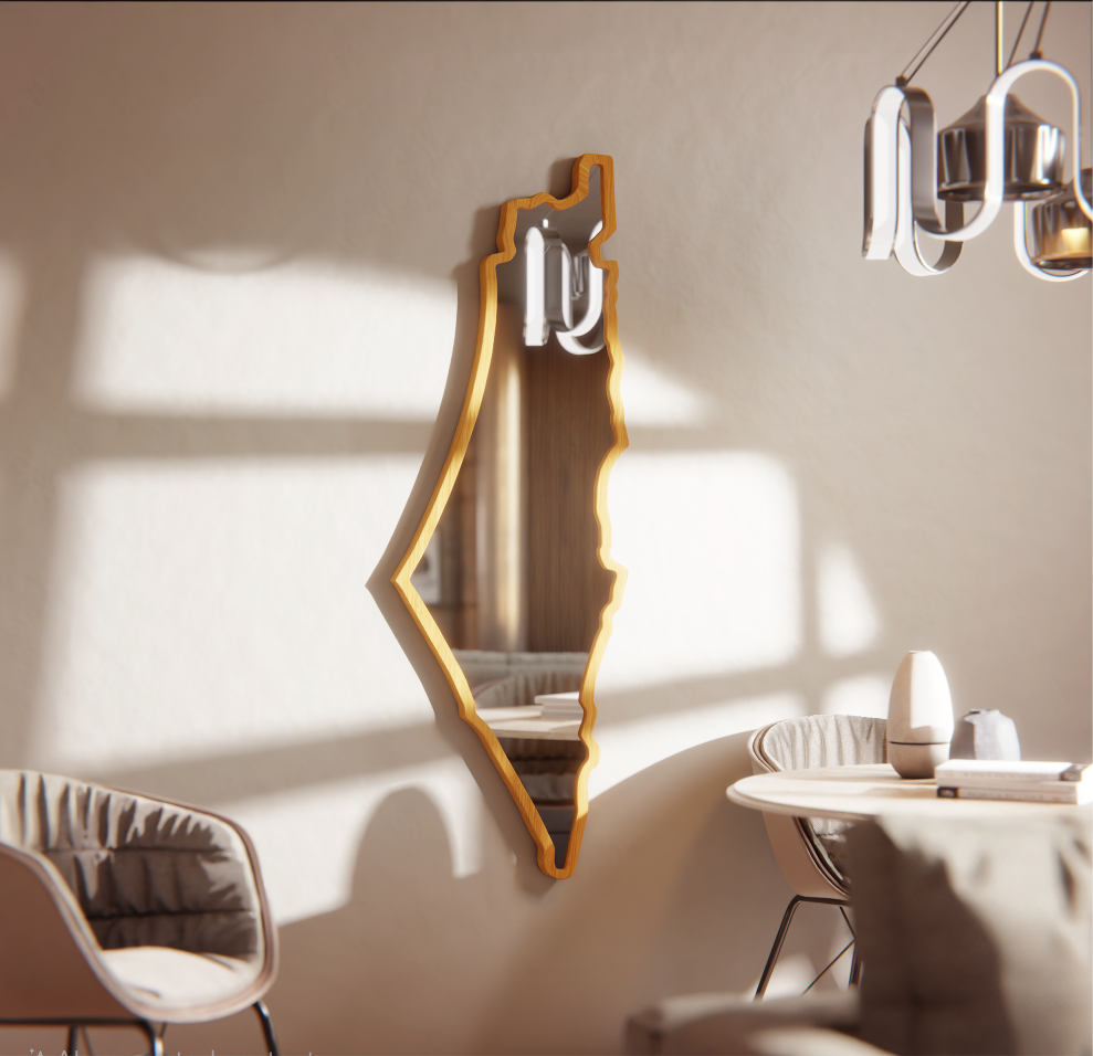 Bamboo Map LED Wall Mirror