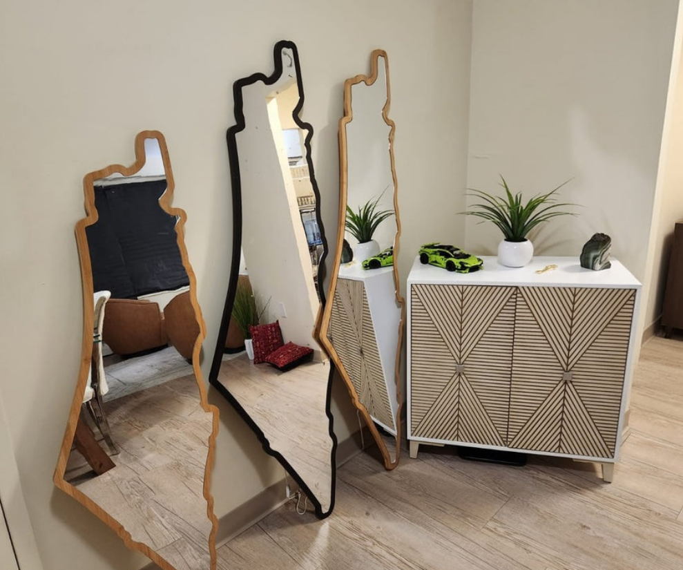 Bamboo Map LED Wall Mirror
