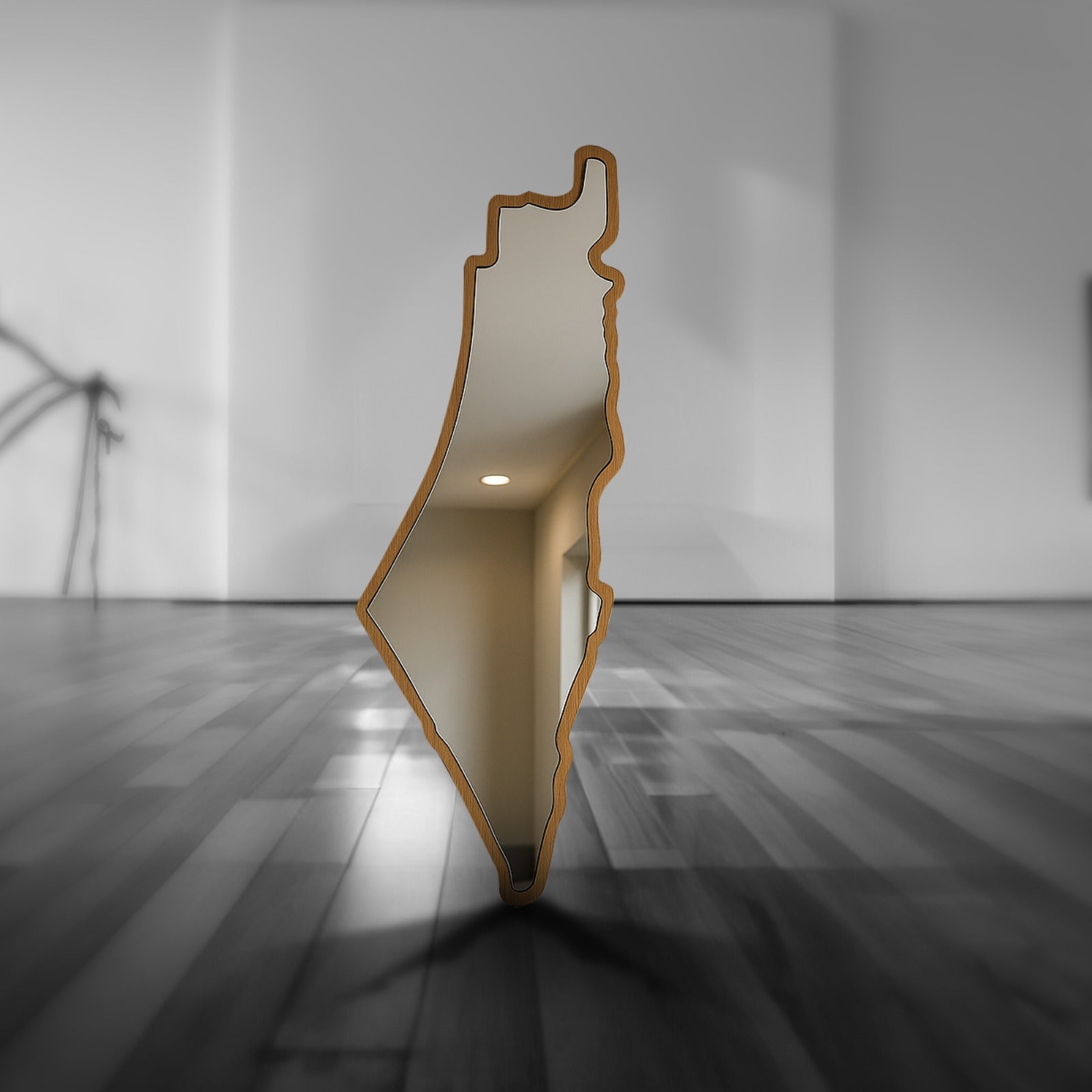 Bamboo Map LED Wall Mirror