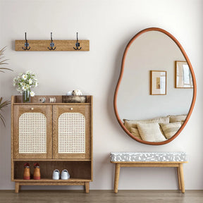 Irregular Wood Decor Mirror Wall Framed Full Length