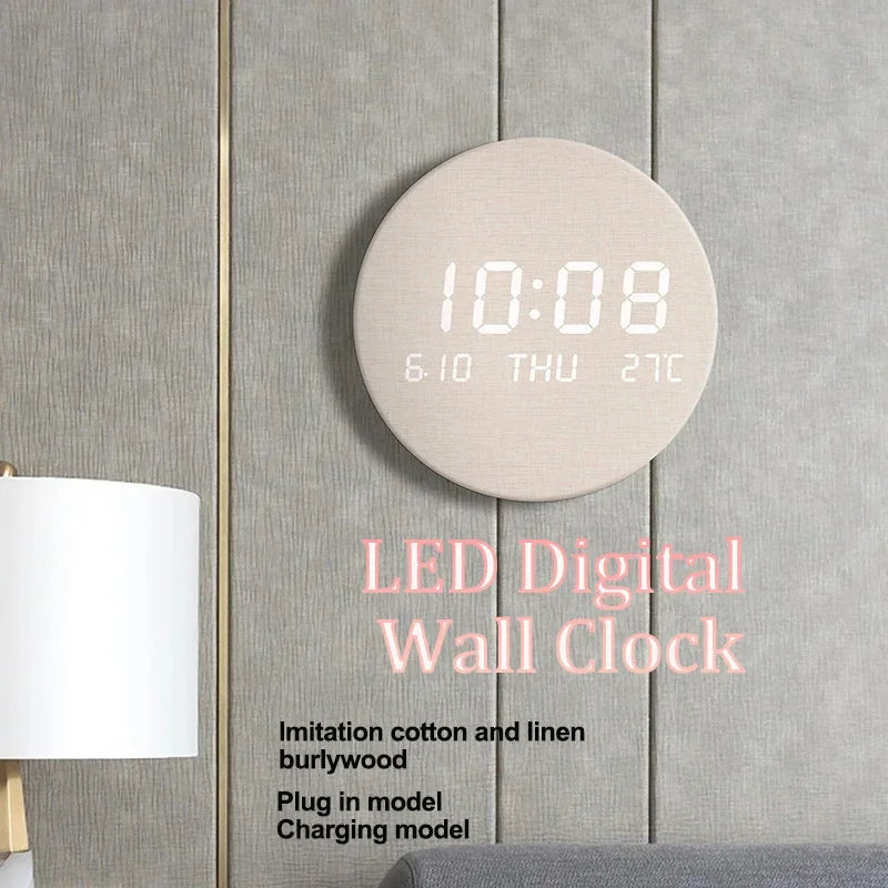 LED Digital Wall Clock Temperature Date Time Multi-function