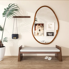 Irregular Wood Decor Mirror Wall Framed Full Length