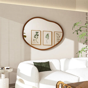 Irregular Wood Decor Mirror Wall Framed Full Length