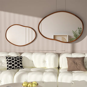 Irregular Wood Decor Mirror Wall Framed Full Length