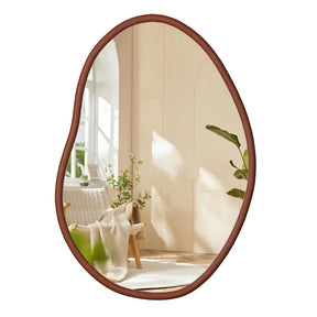 Irregular Wood Decor Mirror Wall Framed Full Length